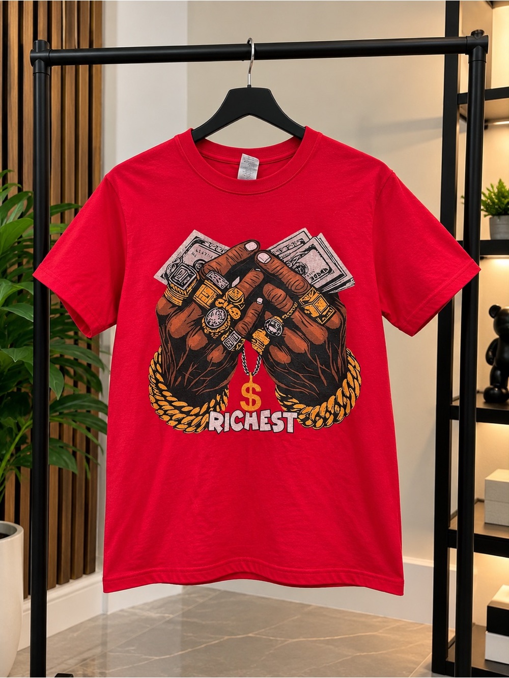 Richest Graphic Tee - Men's Red Short Sleeve Crewneck